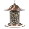 Copper Bird Feeder with Cylindrical Seed Tube and Surrounding Perch 2 LB Seed Capacity