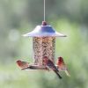 Copper Bird Feeder with Cylindrical Seed Tube and Surrounding Perch 2 LB Seed Capacity