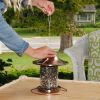 Copper Bird Feeder with Cylindrical Seed Tube and Surrounding Perch 2 LB Seed Capacity