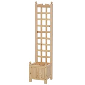 Solid Fir Wood Outdoor Planter Box with Trellis 12" x 12" x 49”