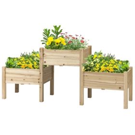 3 Fir Wood Elevated Planter Boxes Unfinished 73" x 13" x 32"