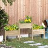 3 Fir Wood Elevated Planter Boxes Unfinished 73" x 13" x 32"