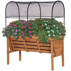 Wood Elevated Raised Bed Planter with Hoop Shade 47x22x56”