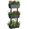Modern Vertical 3-Tier Outdoor Elevated Planter Boxes 20x6.5x39”