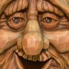 Outdoor Cast Resin Tree Face Birdhouse in Rustic Carved Wood Finish