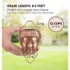Copper and Brass Rain Chain Gutter Downspout with Buddha Head Cups and Ohm Ornaments 8.5 Ft
