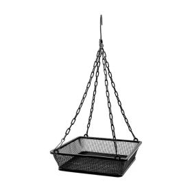 Black Iron Mesh Bird Feeder Seed Tray with Easy to Hang Chain - Heavy Duty