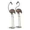 Set of 2 Standing Metal Wild Flamingo Outdoor Statues 42” Tall