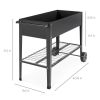 Metal Elevated Raised Bed Planter Wheeled Cart 37”x15”x8”