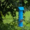 6 Perch Outdoor Garden Metal Tube Bird Feeder in Blue 18” Height