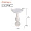 Off-White Ceramic Birdbath in Antique Finish 16” Diameter Basin