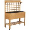 Wheeled Fir Wood Elevated Raised Bed with Shelves 41x18x53”
