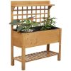 Wheeled Fir Wood Elevated Raised Bed with Shelves 41x18x53”