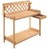 Natural Fir Potting Bench with Lattice Back and Drawer 45x45”H