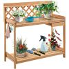 Natural Fir Potting Bench with Lattice Back and Drawer 45x45”H