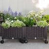 2 PC Garden In/Outdoor Planter Boxes on Wheels in PP Rattan