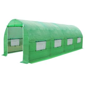 Large 10x20x7’ Arch Greenhouse Green PE Cover, Steel Frame