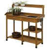 Outdoor Wood Gardening Bench Worktop with Dry Sink Oak Finish