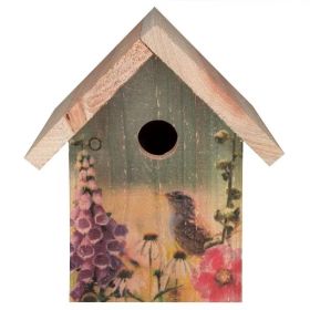 Cedar Wooden A-Frame Birdhouse for Wrens - Easy to Hang or Mount with 1” Hole