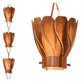 Copper and Brass Rain Chain Gutter Downspout with Floral Petal Ornaments 8.5 Ft