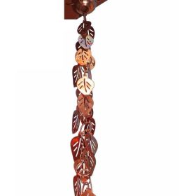 Pure Copper Overlapping Leaves Rain Chain Rainwater Downspout 8.5 Ft