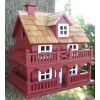Red Victorian Cottage Birdhouse Freestanding - Made of Kiln Dried Hardwood 1.25” Opening