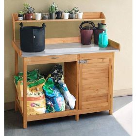 Fir Gardening Bench w/ Drawer and Storage Cabinet 44x18x49”