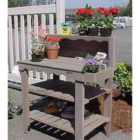 Farmhouse Cedar Potting Bench w/ Scalloped Edging 40x23x45”