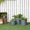 Set of 3 Grey Round Outdoor Planter Pots in Descending Sizes