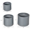 Set of 3 Grey Round Outdoor Planter Pots in Descending Sizes