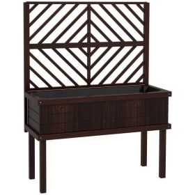 Modern Espresso Fir Elevated Raised Bed w/ Trellis 41x18x55”