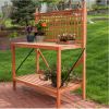 Wood Garden Potting Bench with Lattice Backsplash 48" x 60”