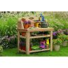 Large Cedar Garden Potting Bench with 3 Storage Tiers 52"x57”
