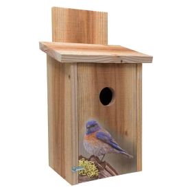 Mounting Cedar Birdhouse for Bluebirds with Easy Open Front Panel 16 Inch
