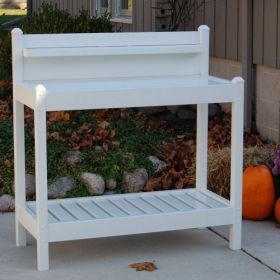 PVC Vinyl Potting Bench Workstation in Bright White 48” x 19.5” x 49”