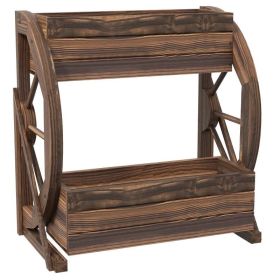 Farm Wagon Wheel Fir Wood Elevated Planter Boxes 23x13x22”
