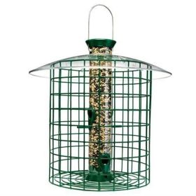 Wild Bird Feeder with Domed Roof Cage in Green 15” Feeder Tube