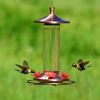 Glass Tube Hummingbird Bird Feeder with Copper Lid and Base 12 OZ. Nectar Capacity