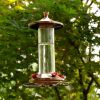 Glass Tube Hummingbird Bird Feeder with Copper Lid and Base 12 OZ. Nectar Capacity
