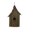 Outdoor Hanging Dark Green Wooden Bird House for the Garden 12” Tall
