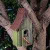 Outdoor Hanging Dark Green Wooden Bird House for the Garden 12” Tall