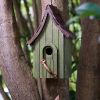 Outdoor Hanging Dark Green Wooden Bird House for the Garden 12” Tall