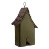 Outdoor Hanging Dark Green Wooden Bird House for the Garden 12” Tall