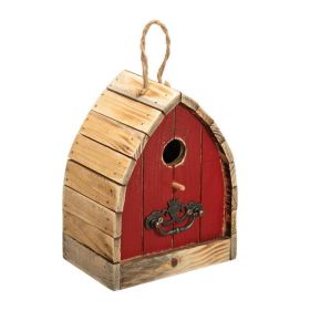 Rustic Vintage Farmhouse Style Birdhouse - Red Solid Wood with Metal Reinforced Roof