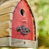 Rustic Vintage Farmhouse Style Birdhouse - Red Solid Wood with Metal Reinforced Roof