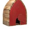 Rustic Vintage Farmhouse Style Birdhouse - Red Solid Wood with Metal Reinforced Roof