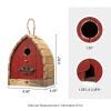 Rustic Vintage Farmhouse Style Birdhouse - Red Solid Wood with Metal Reinforced Roof