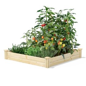 Pine Wood Raised Garden Bed 4 ft x 4 ft x 7in - Made in USA
