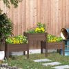 Brown Fir Wood Outdoor Planter with 3 Boxes 73”x18”x32”