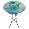 Glass Bowl Dragonfly Bird Bath with Solar Light and Metal Stand